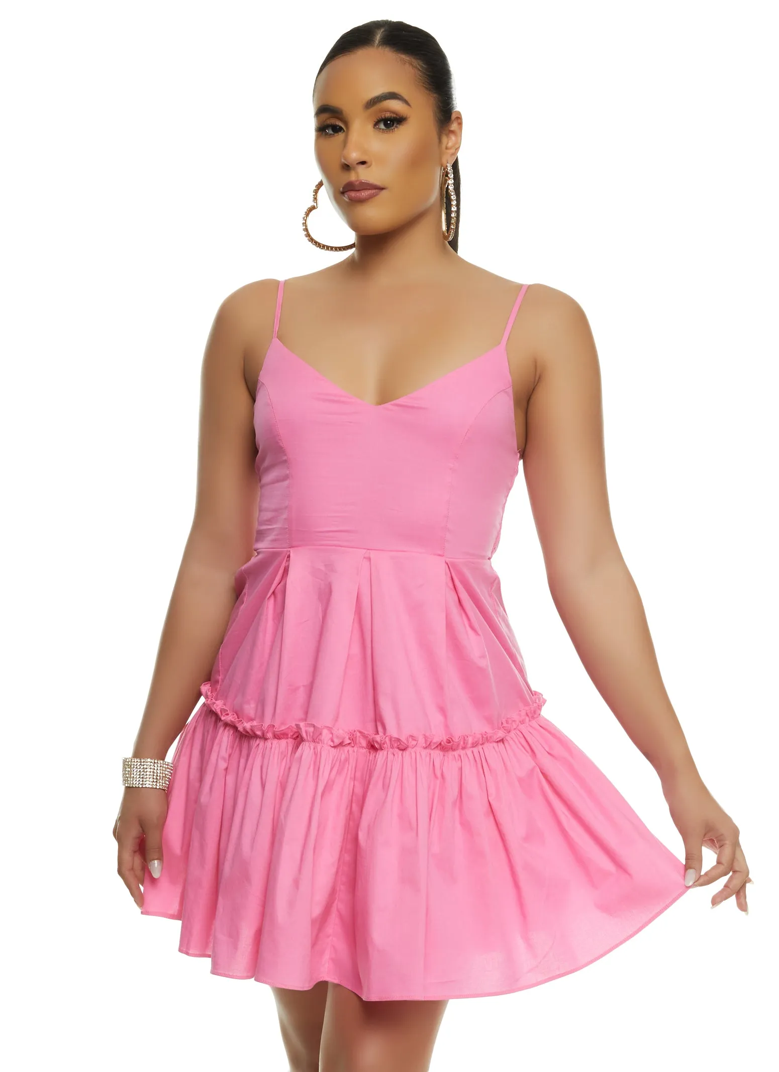 Poplin Tiered Tulle Mini Skater Dress sold by Rainbow