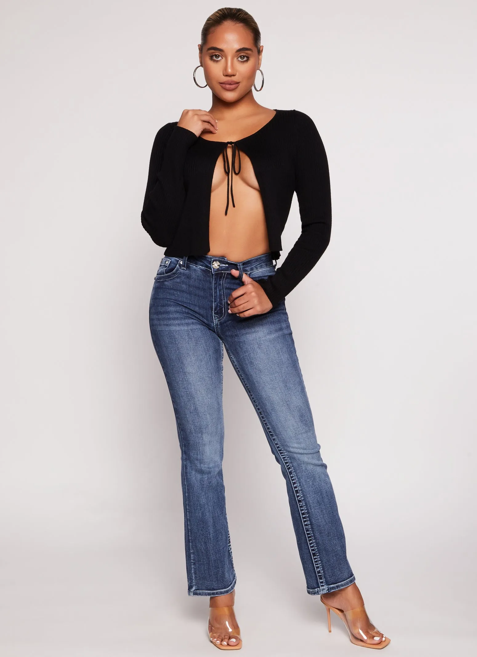 Ribbed Knit Tie Front Cardigan sold by Rainbow product image thumbnail 2