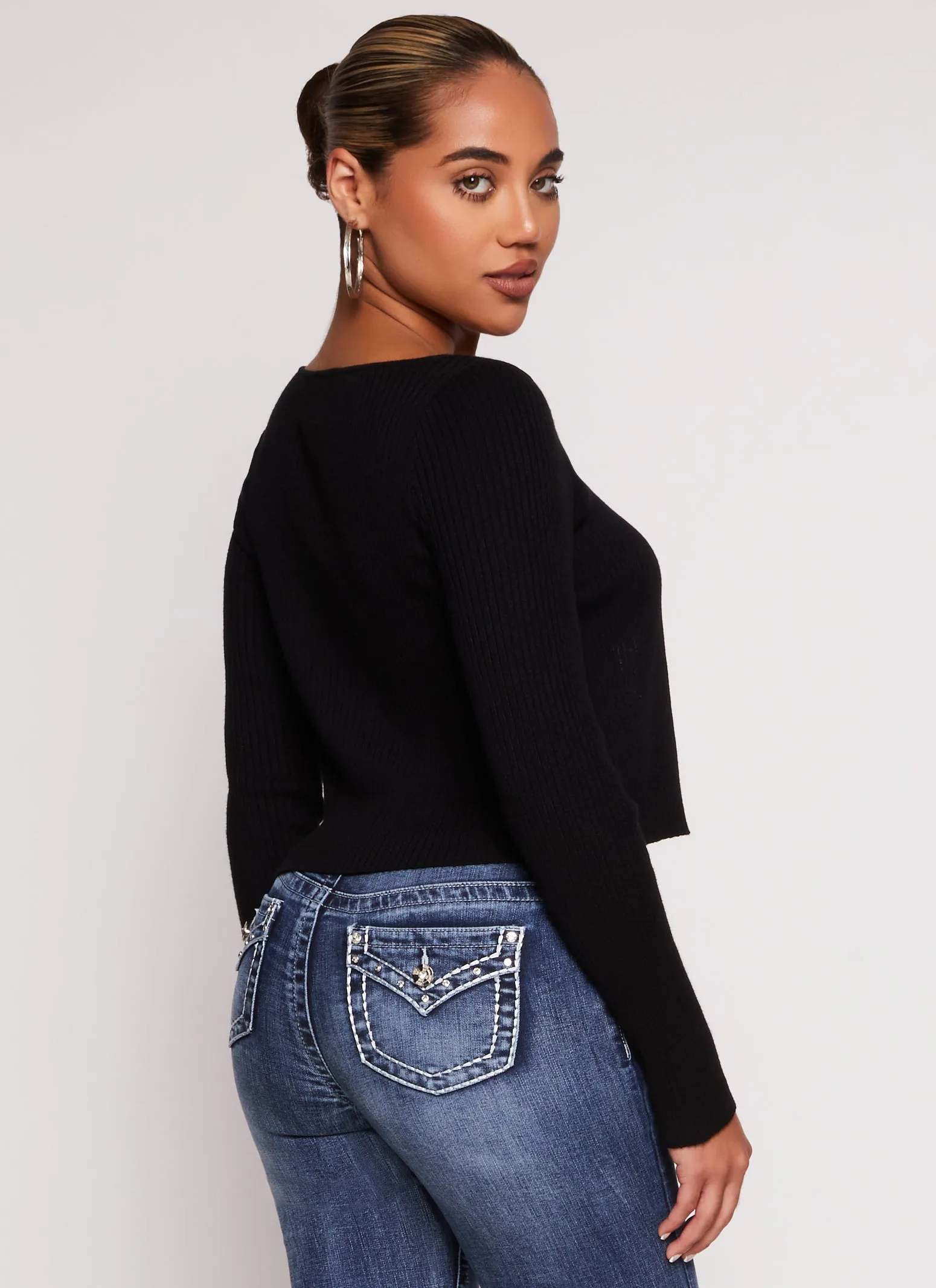 Ribbed Knit Tie Front Cardigan sold by Rainbow product image thumbnail 3