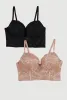 Floral Lace Longline Plunge Bras 2 Pack sold by Rainbow
