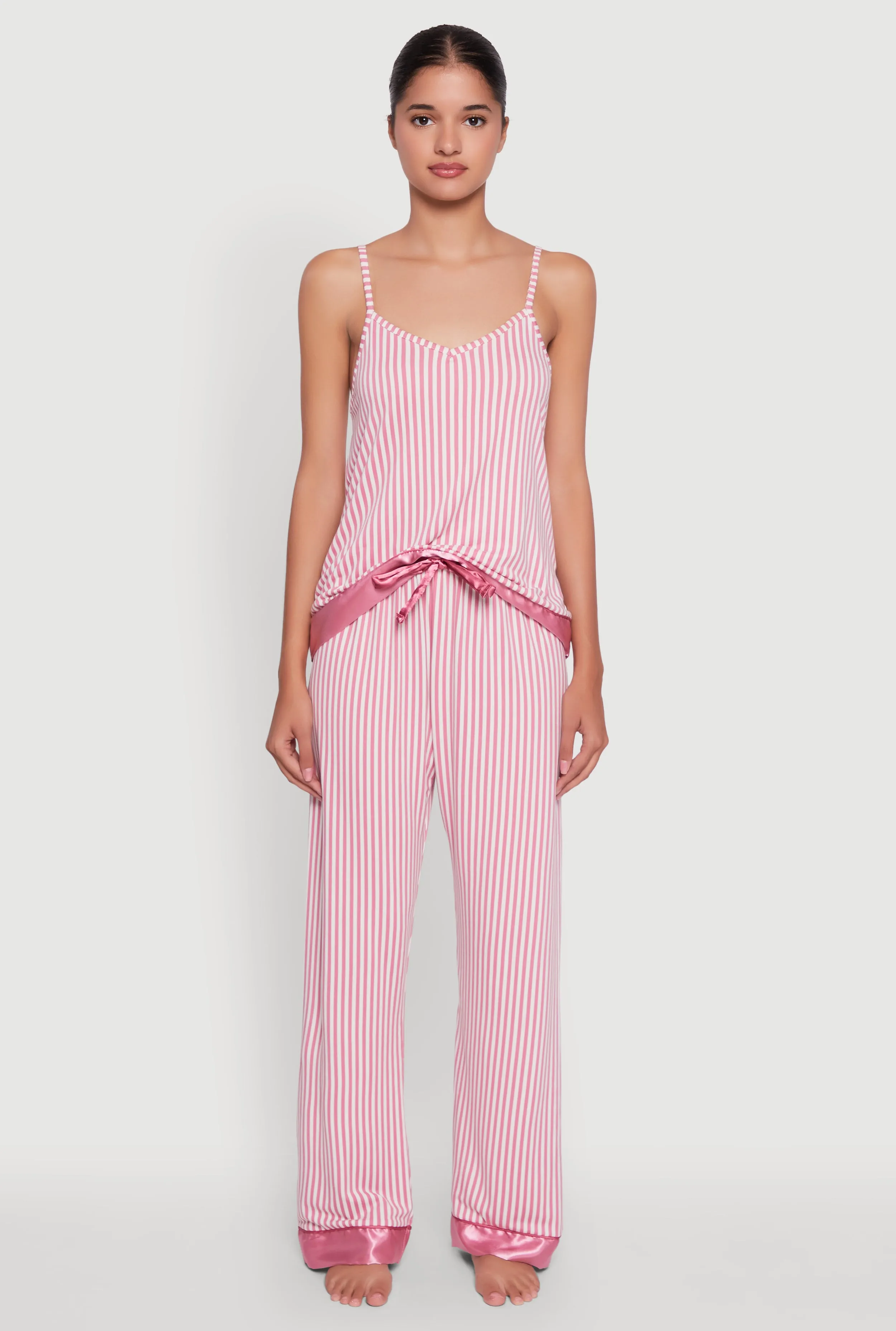Striped Satin Trim Pajama Cami and Pants sold by Rainbow product image thumbnail 2