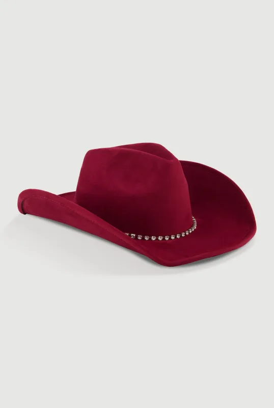 Faux Suede Rhinestone Trim Cowboy Hat sold by Rainbow