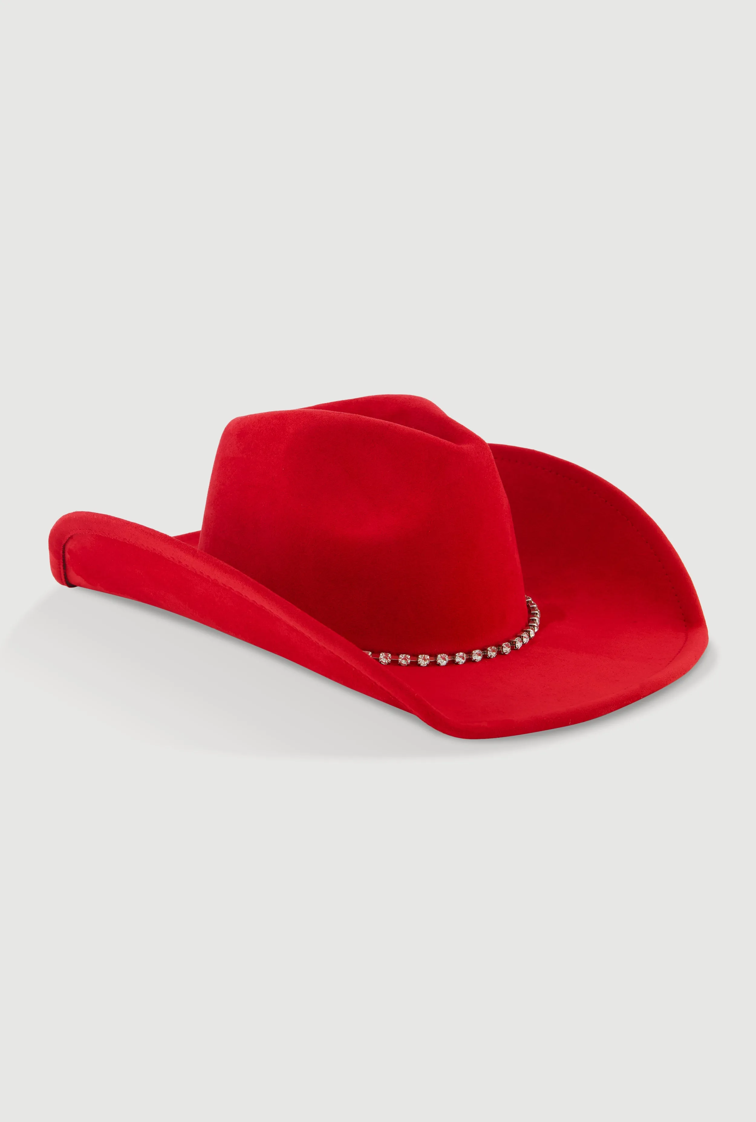 Faux Suede Rhinestone Trim Cowboy Hat sold by Rainbow