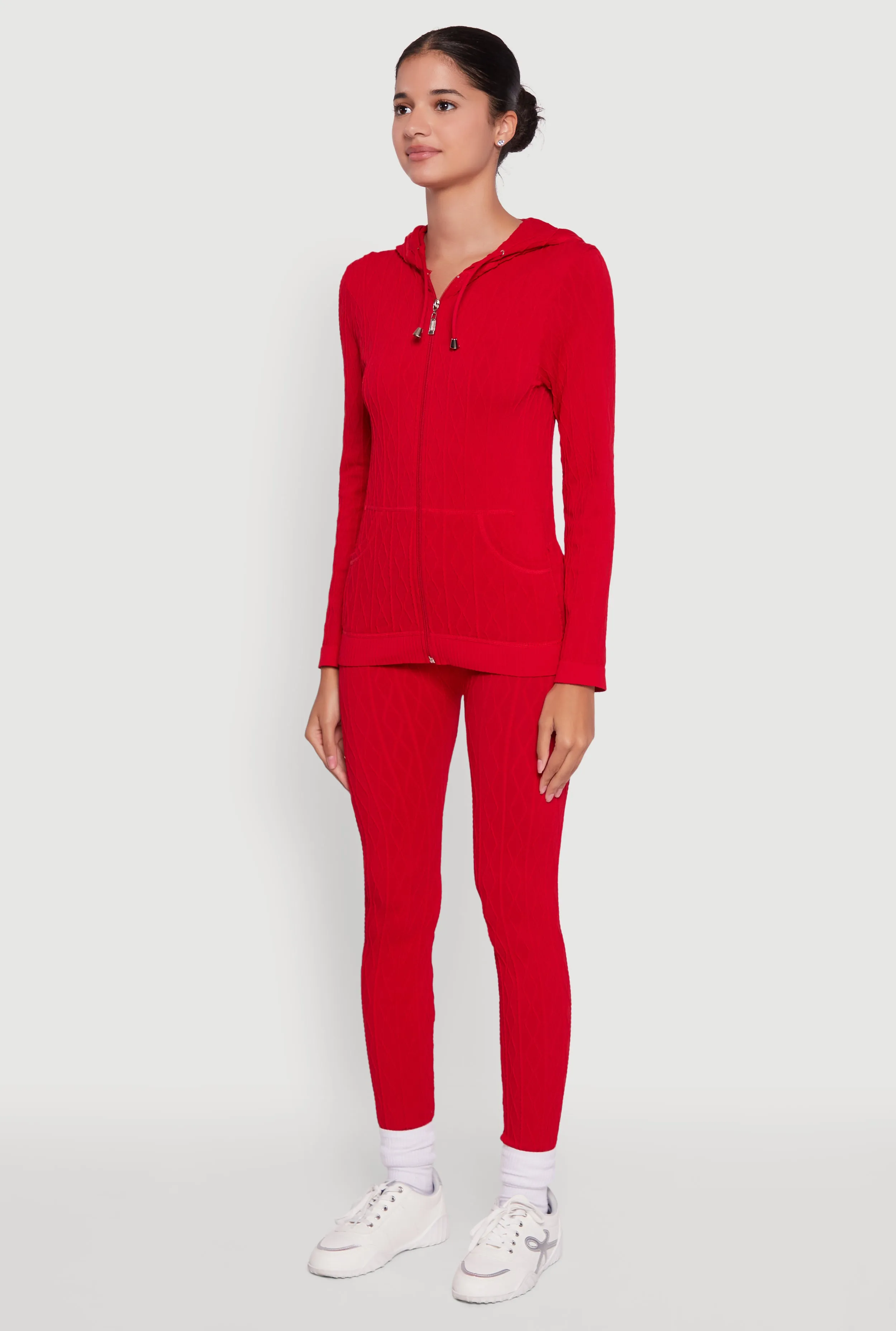 Geometric Patterned Zip Front Drawstring Hoodie sold by Rainbow product image thumbnail 5