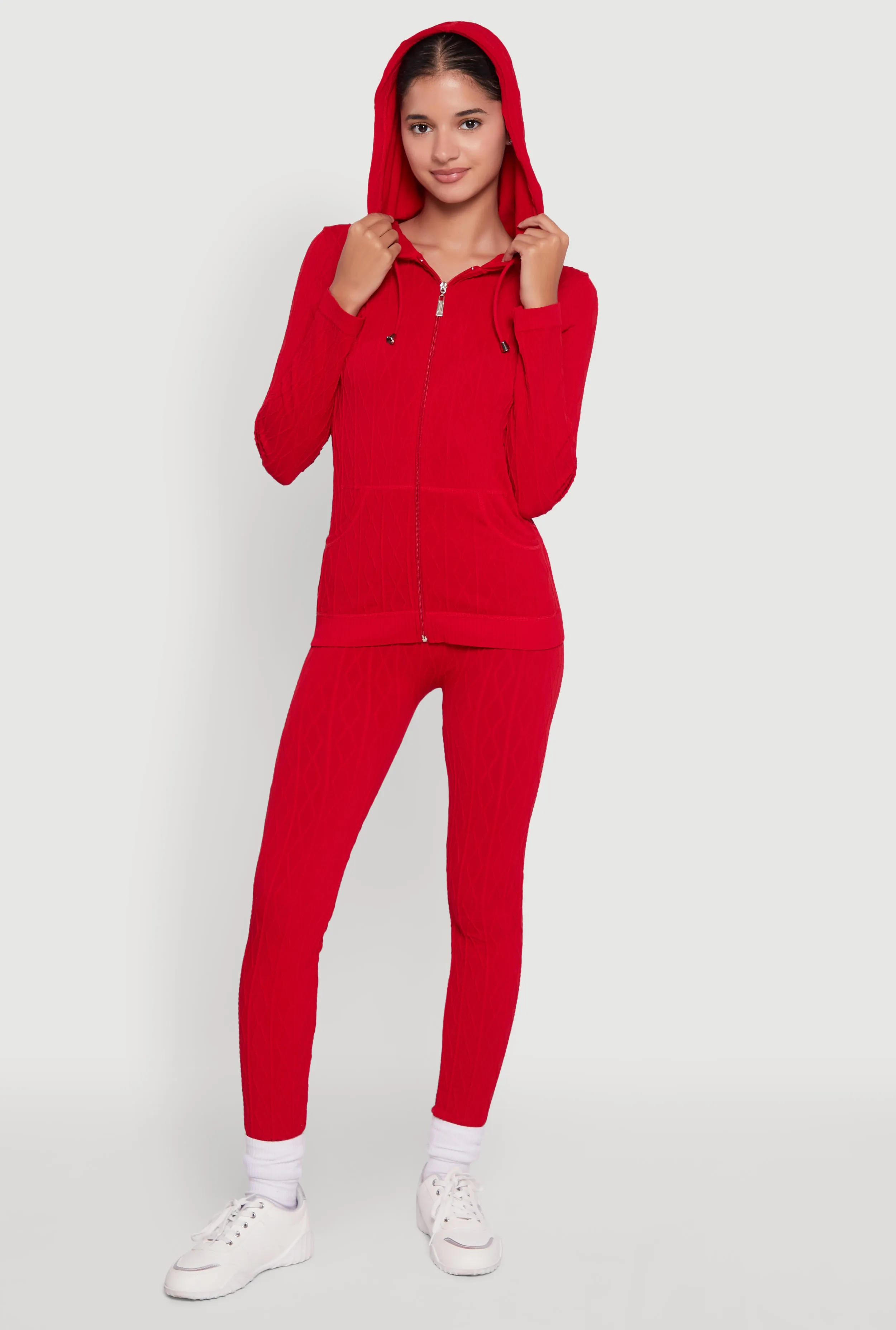 Geometric Patterned Zip Front Drawstring Hoodie sold by Rainbow product image thumbnail 2