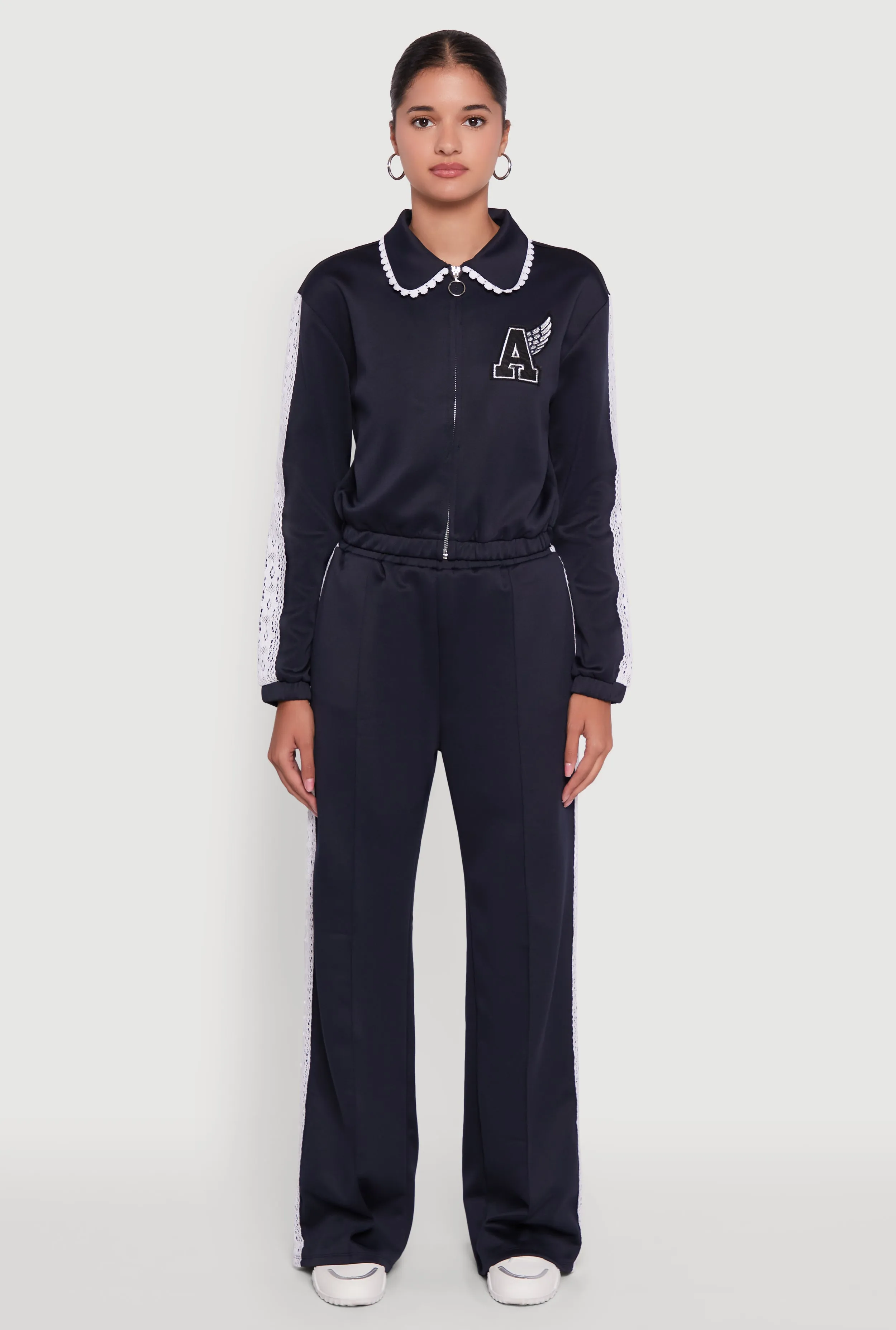 Collared Crochet Trim Graphic Track Jacket sold by Rainbow product image thumbnail 3