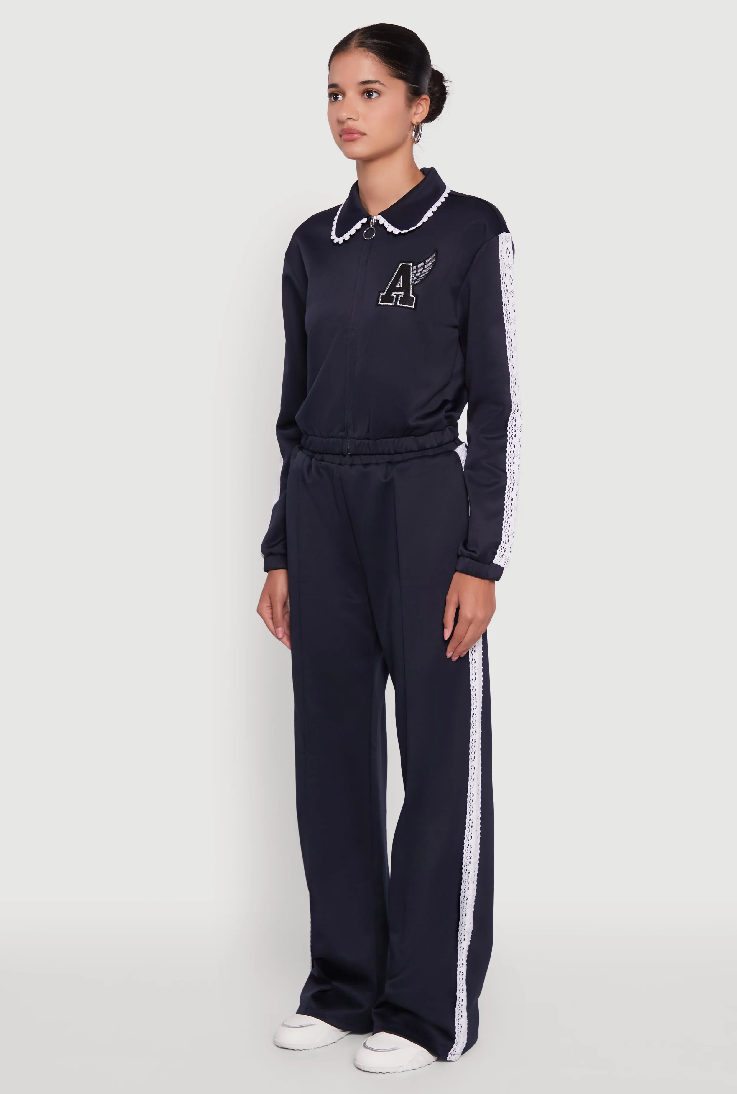 Collared Crochet Trim Graphic Track Jacket sold by Rainbow product image thumbnail 5