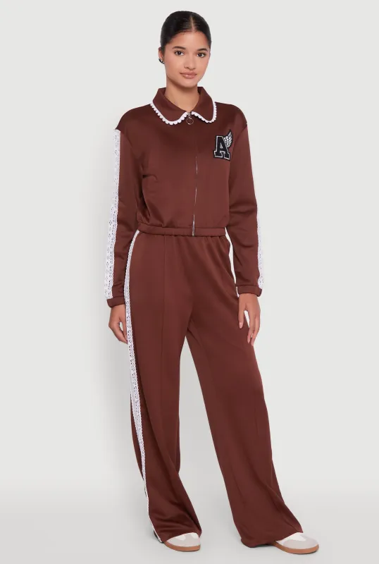 Crochet Side Stripe Wide Leg Track Pants sold by Rainbow