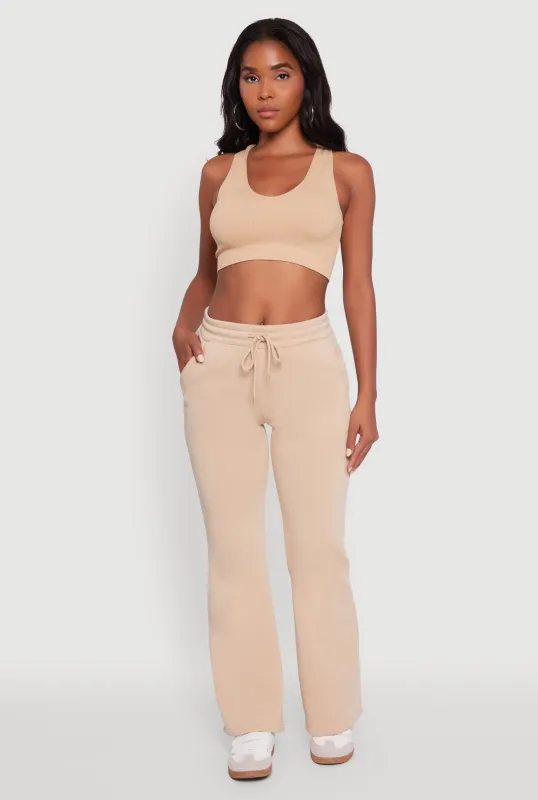Drawstring Waist Bootcut Sweatpants sold by Rainbow