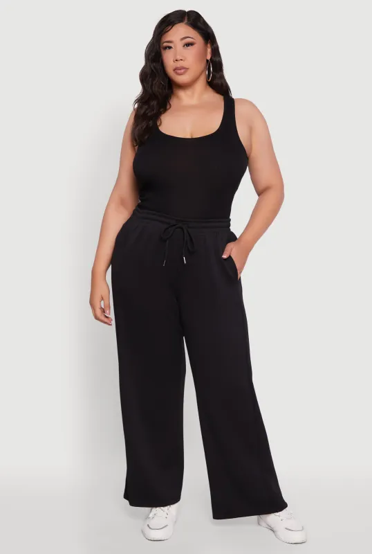 Plus Size Drawstring Waist Wide Leg Pants sold by Rainbow