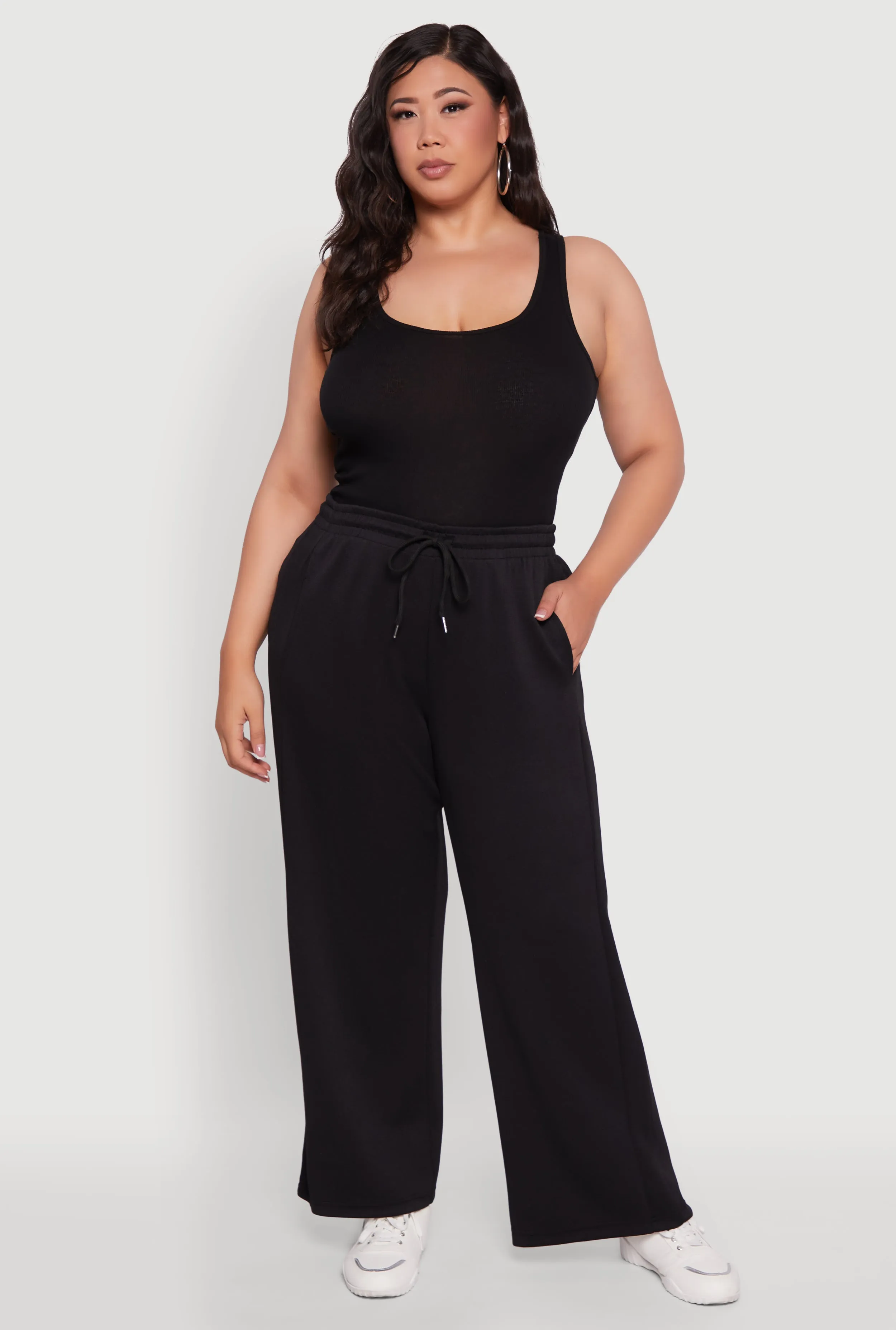 Plus Size Drawstring Waist Wide Leg Pants sold by Rainbow