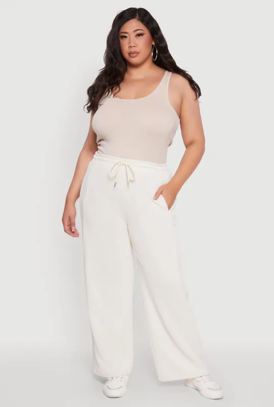 Plus Size Drawstring Waist Wide Leg Pants sold by Rainbow