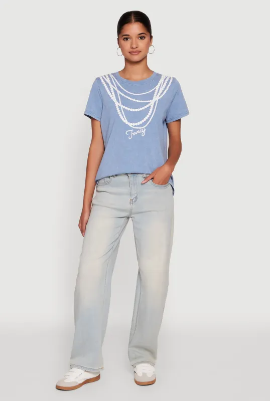 Acid Wash Fancy String Pearl Graphic Tee sold by Rainbow