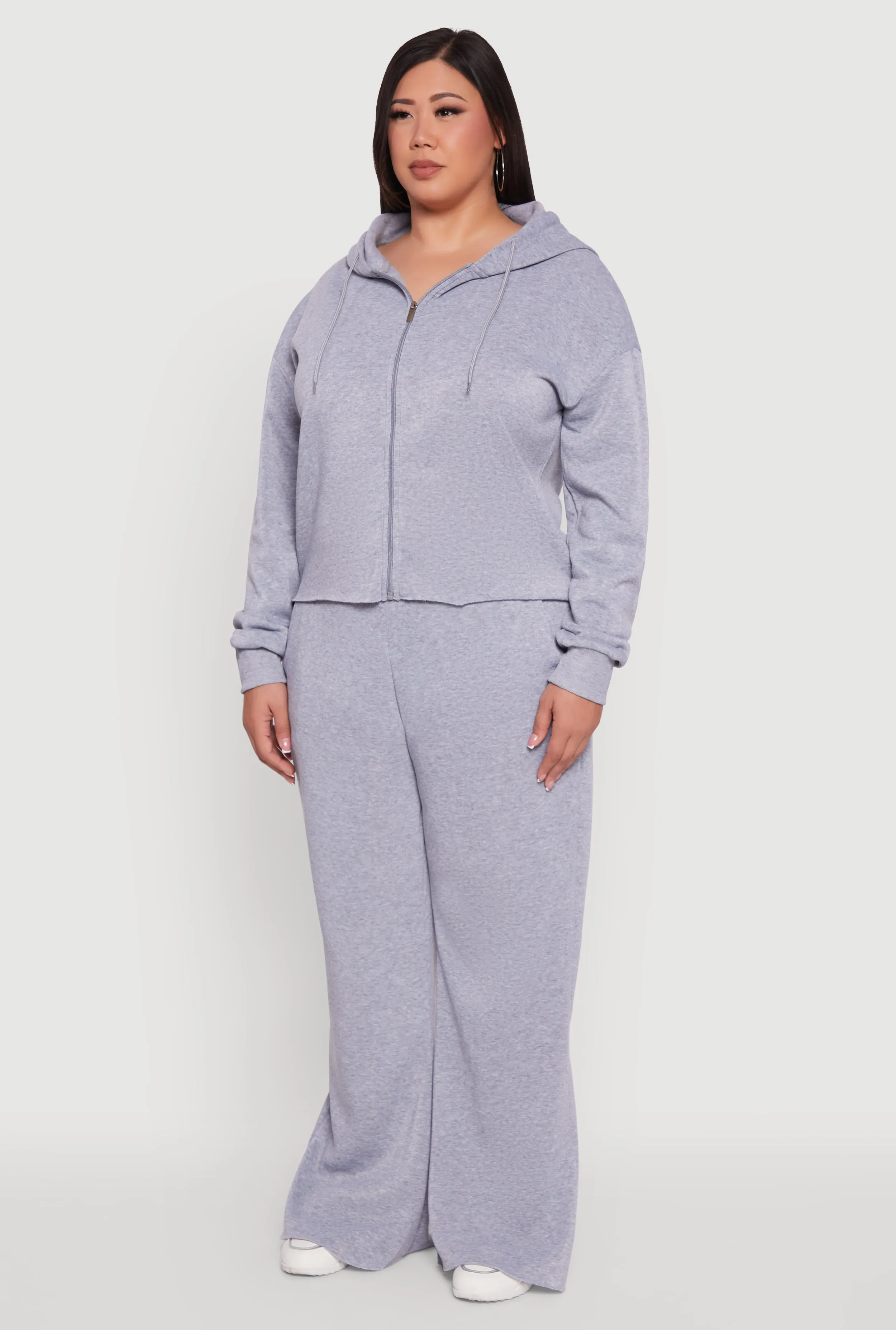 Plus Size Raw Hem Zip Front Hooded Sweatshirt sold by Rainbow product image thumbnail 5