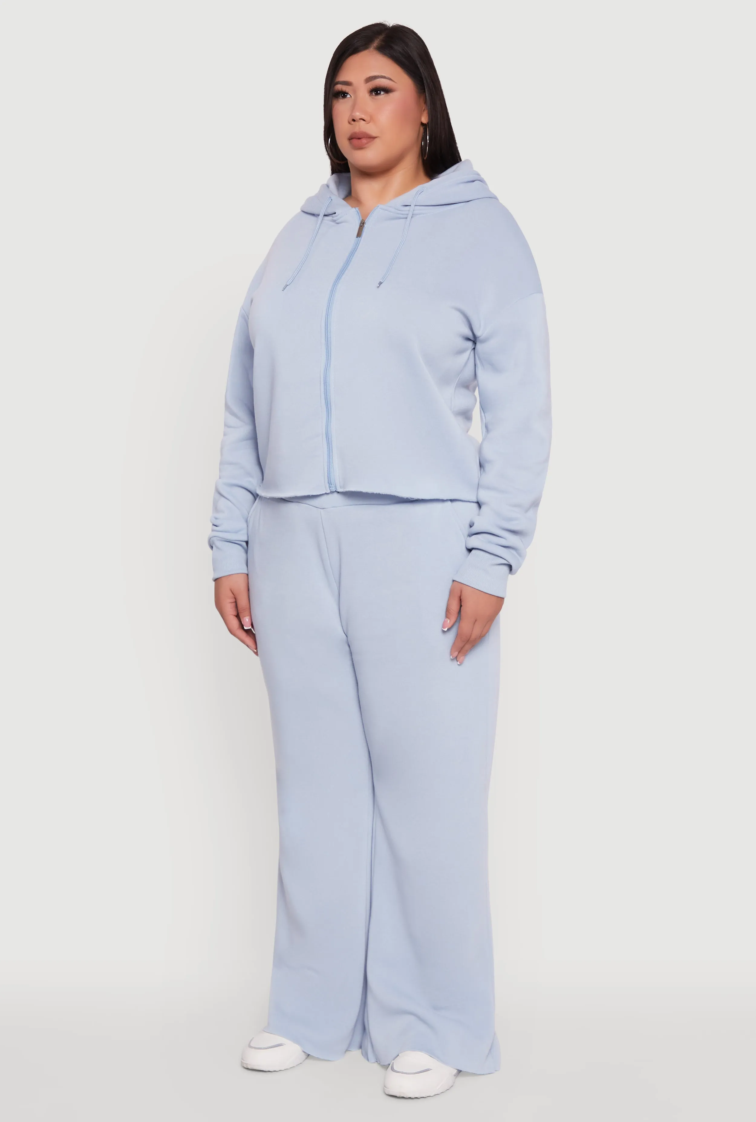 Plus Size Raw Hem Zip Front Hooded Sweatshirt sold by Rainbow product image thumbnail 5