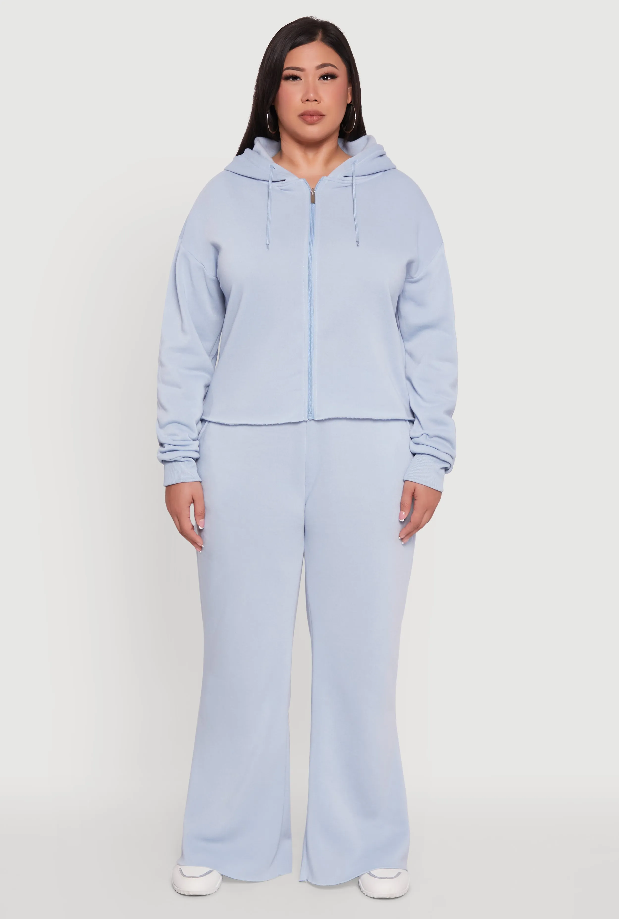 Plus Size Raw Hem Zip Front Hooded Sweatshirt sold by Rainbow product image thumbnail 3