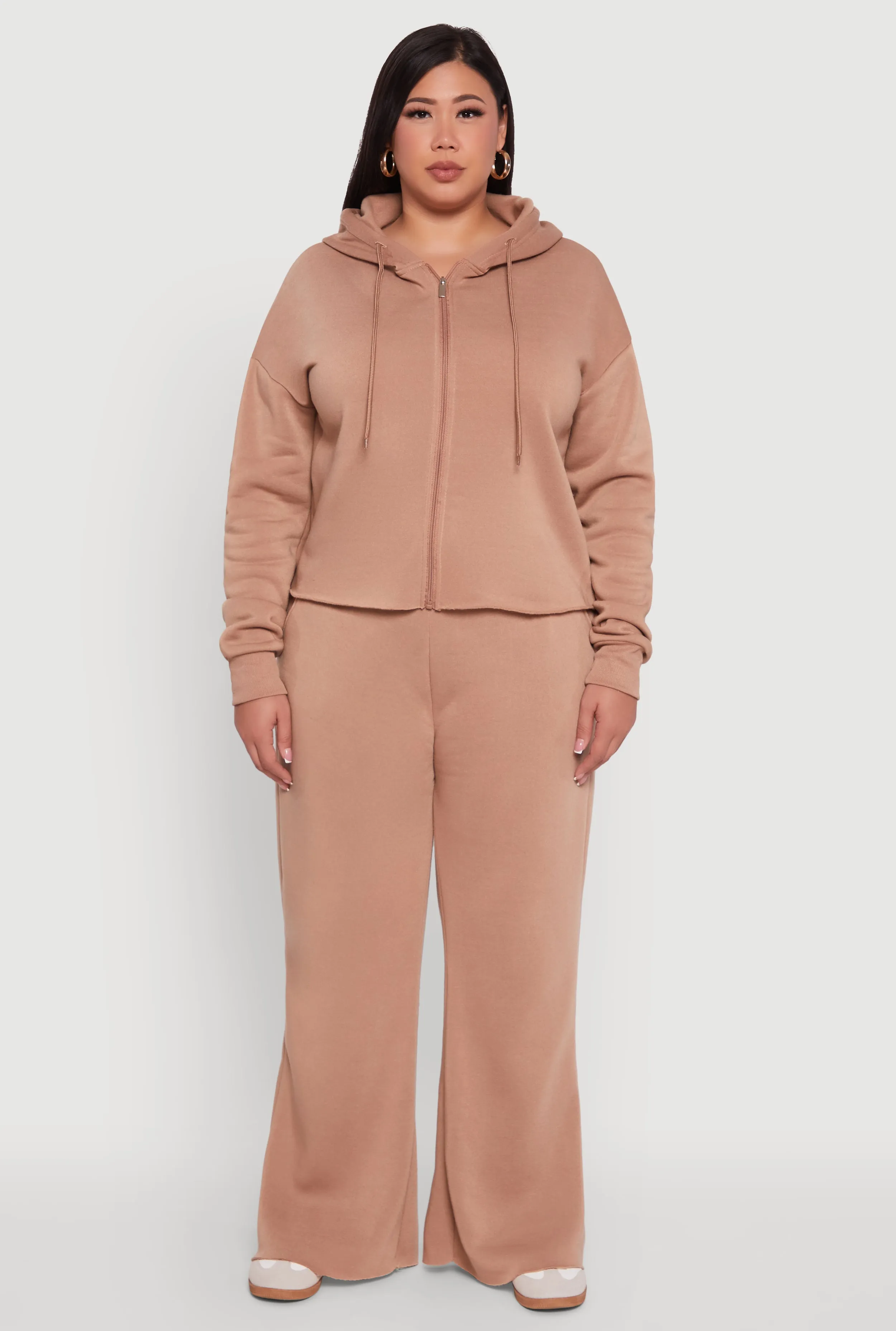 Plus Size Raw Hem Zip Front Hooded Sweatshirt sold by Rainbow product image thumbnail 3