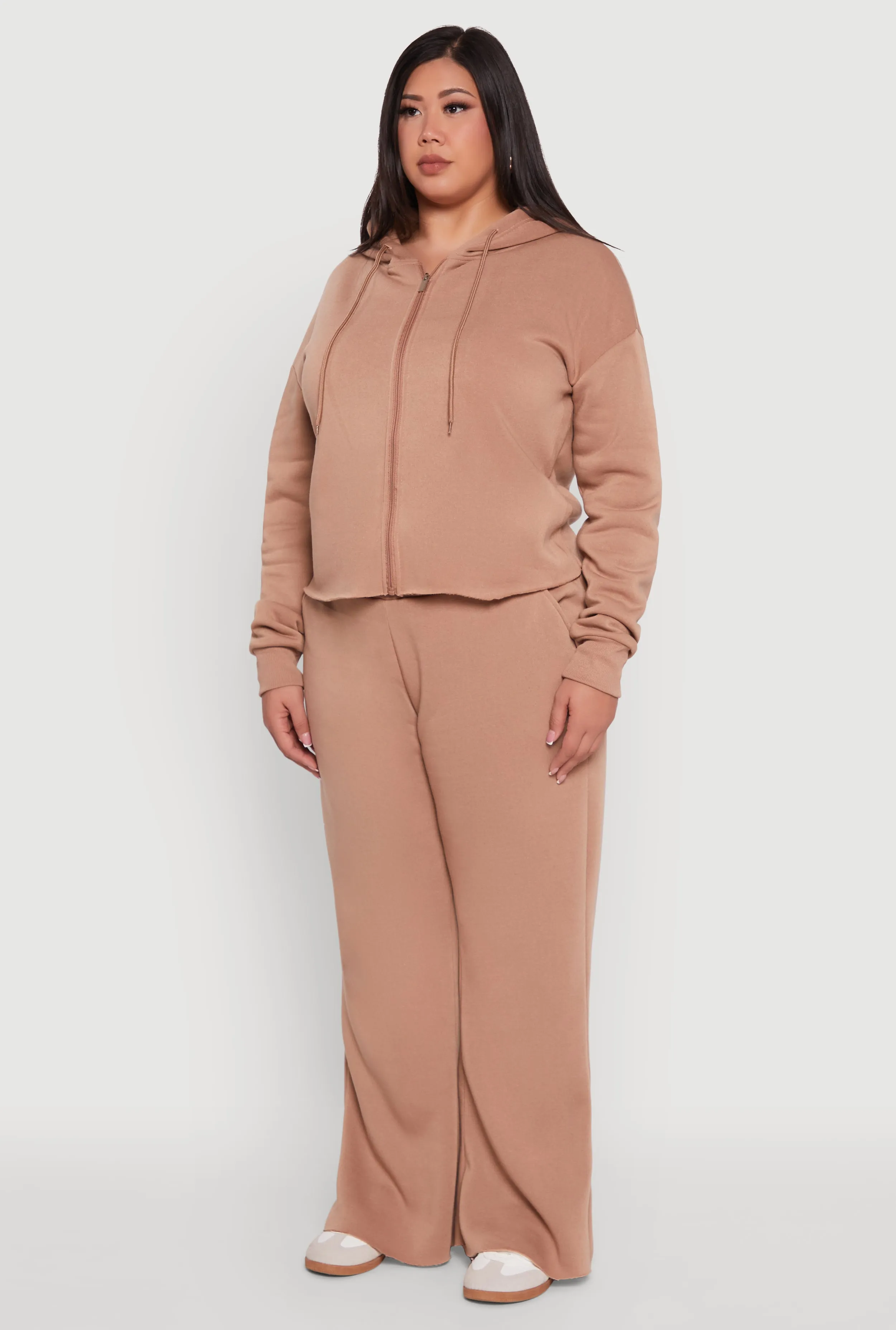 Plus Size Raw Hem Zip Front Hooded Sweatshirt sold by Rainbow product image thumbnail 5