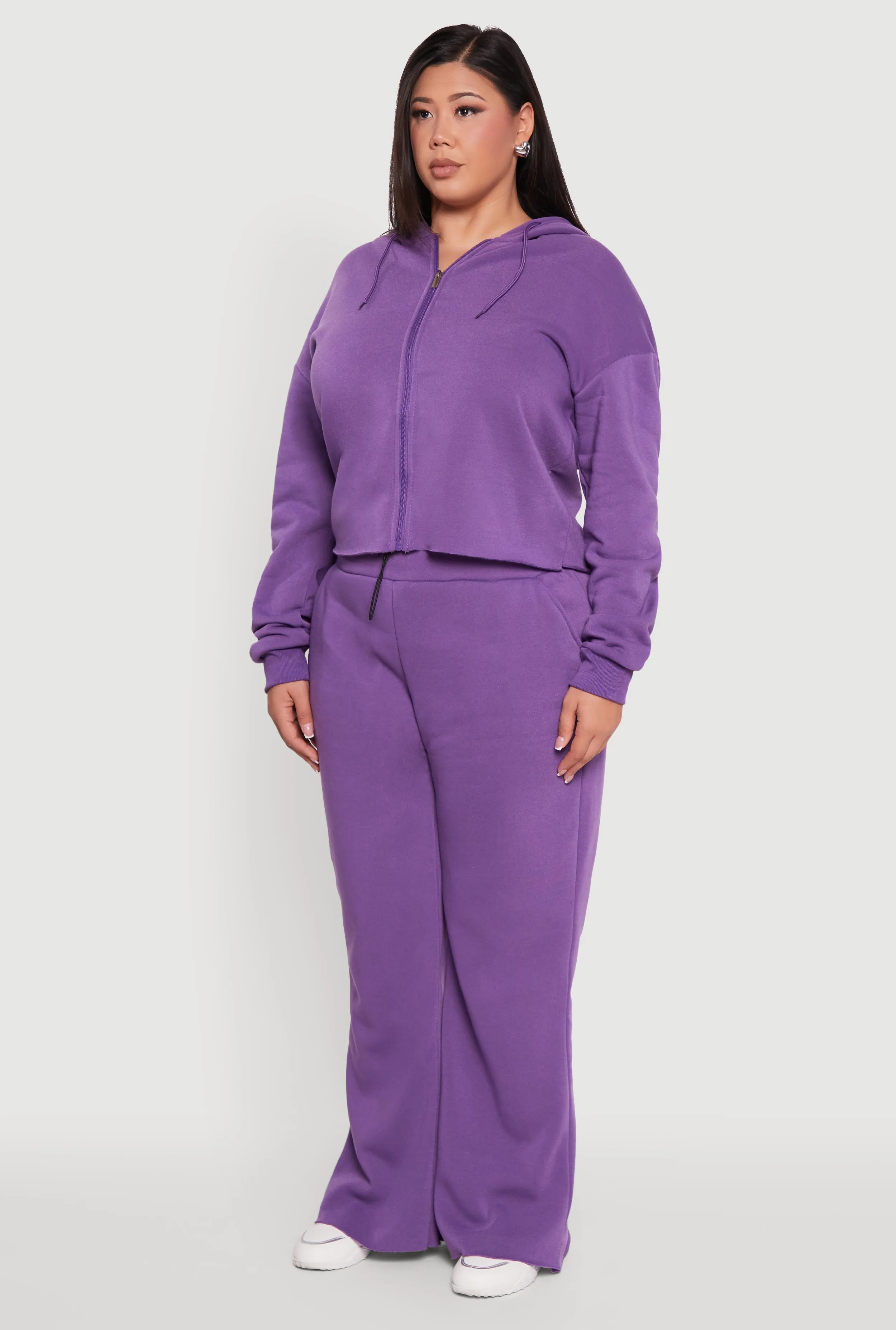 Plus Size Raw Hem Zip Front Hooded Sweatshirt sold by Rainbow product image thumbnail 5