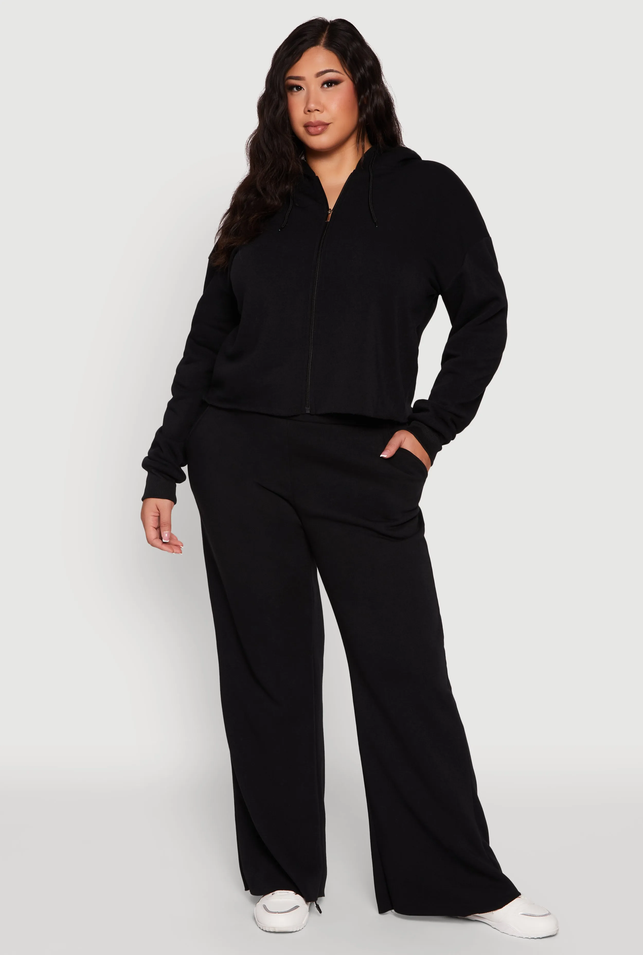Plus Size High Waisted Raw Hem Sweatpants sold by Rainbow