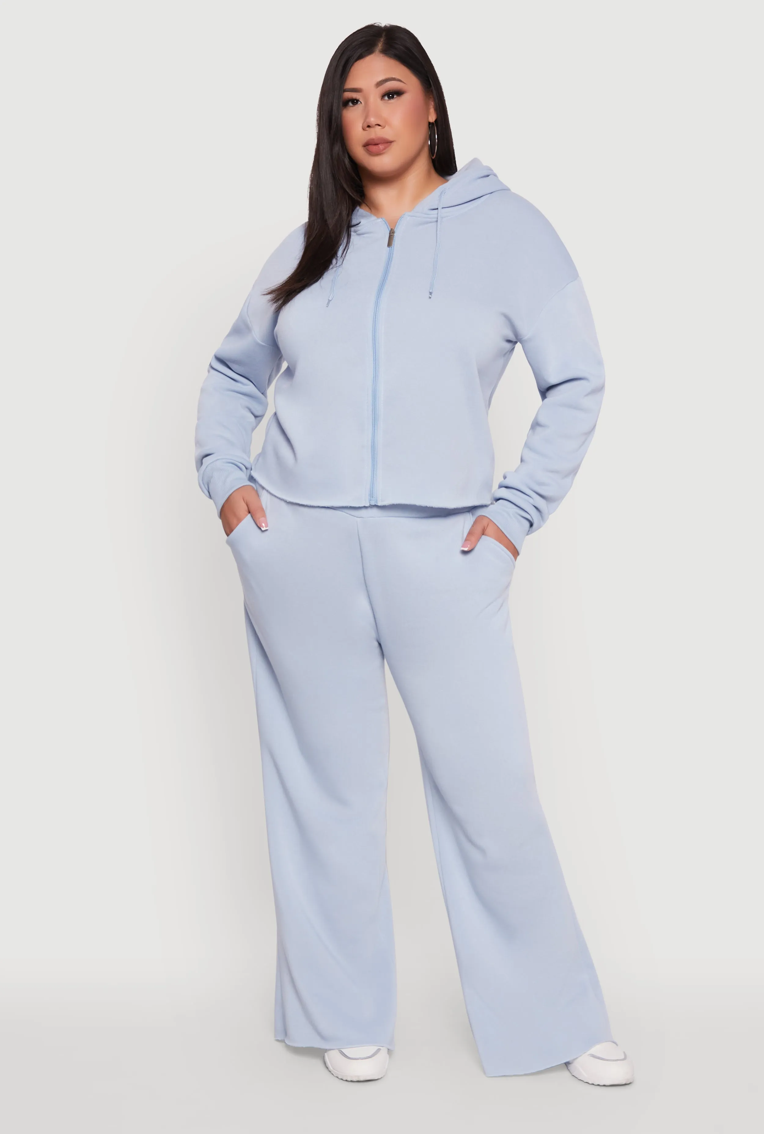 Plus Size High Waisted Raw Hem Sweatpants sold by Rainbow