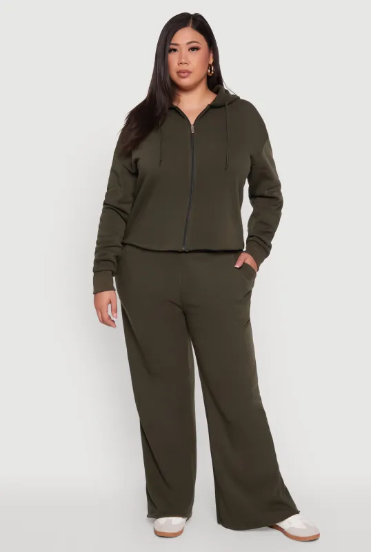 Plus Size High Waisted Raw Hem Sweatpants sold by Rainbow