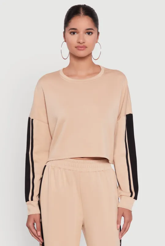 Contrast Trim Drop Shoulder Crop Top sold by Rainbow