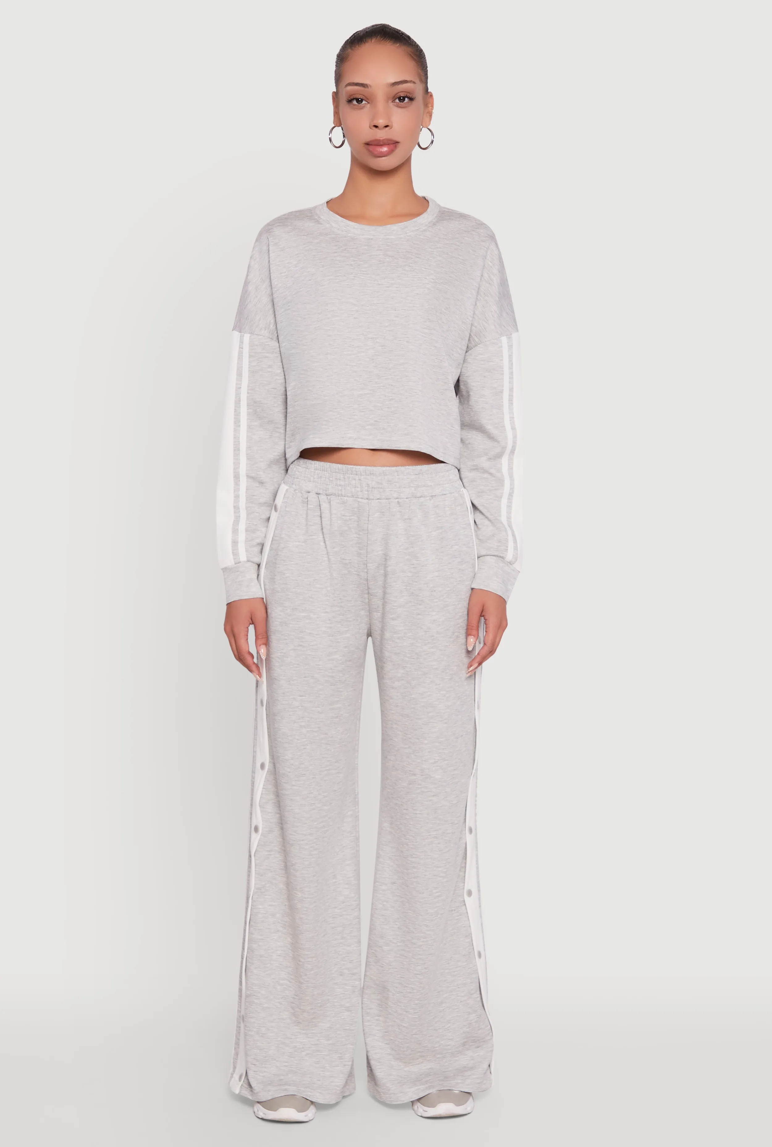 Contrast Trim Drop Shoulder Crop Top sold by Rainbow product image thumbnail 3