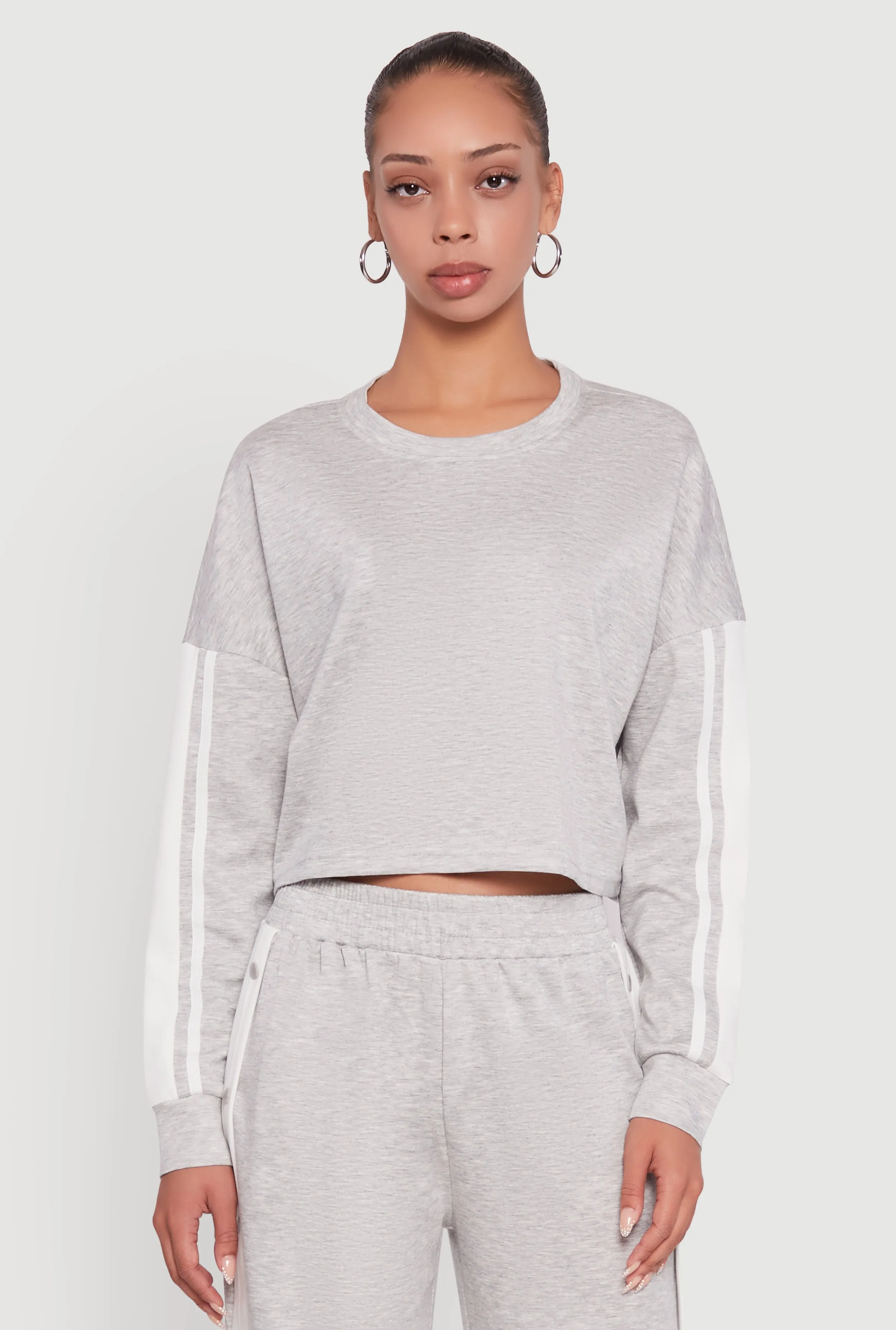 Contrast Trim Drop Shoulder Crop Top sold by Rainbow product image thumbnail 3