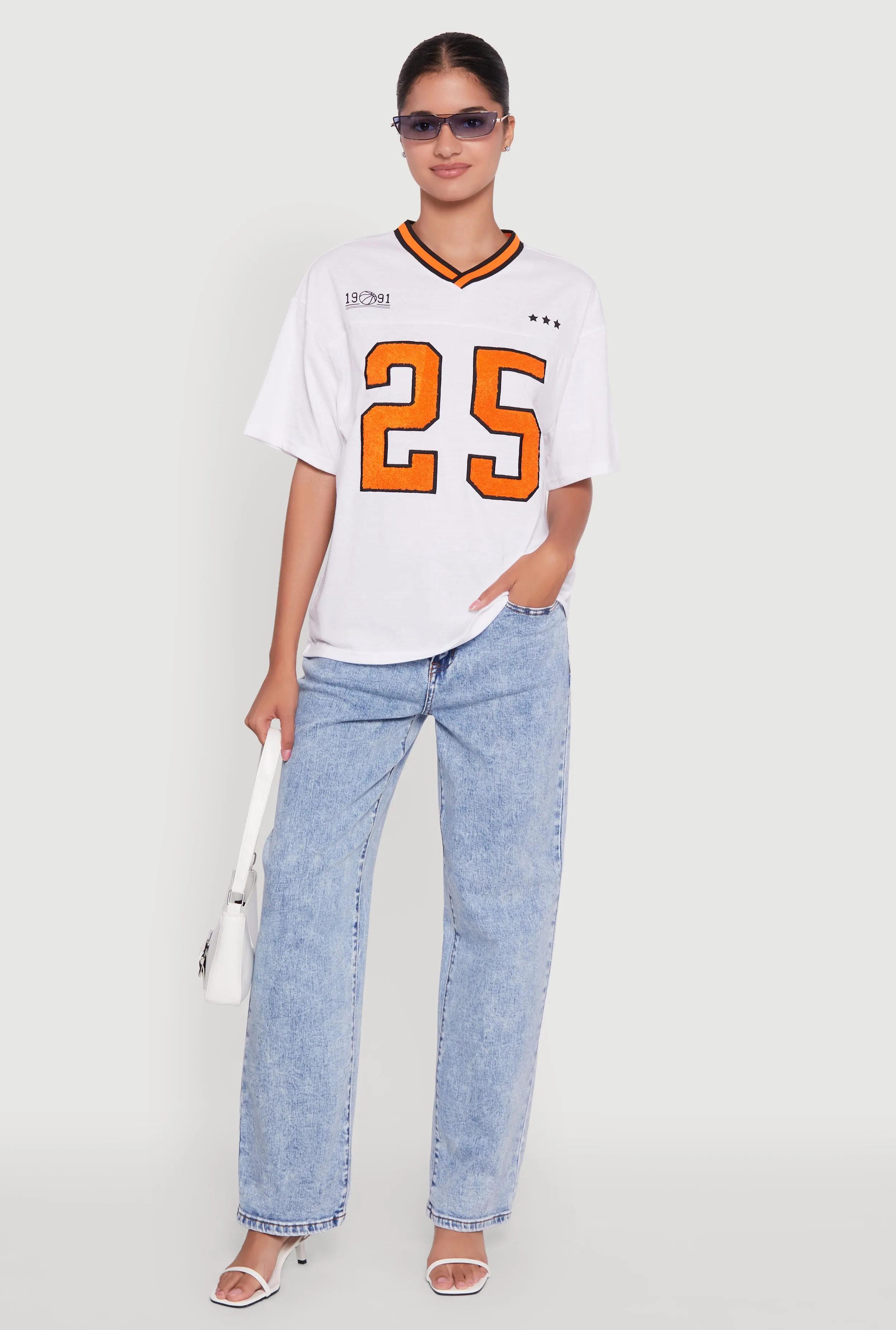 Chenille Graphic Football T-Shirt sold by Rainbow