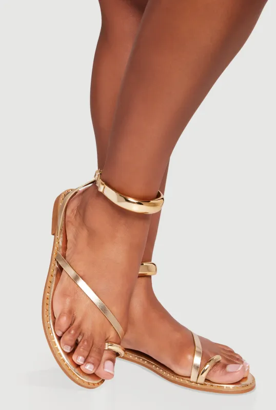 Metallic Studded Open Toe Sandals with Buckles sold by Rainbow