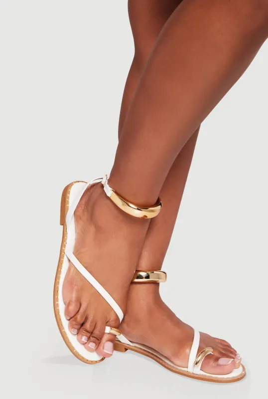 Metallic Studded Open Toe Sandals with Buckles sold by Rainbow