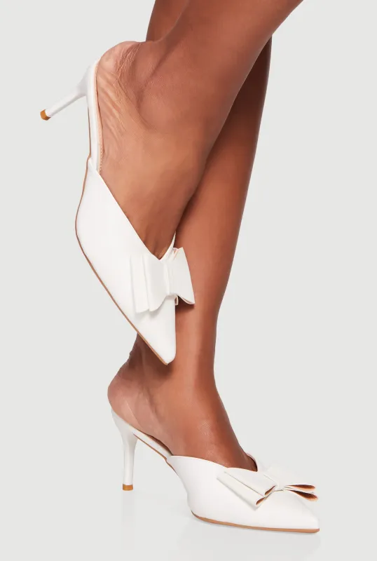 Chic Bow Pointy Toe Stiletto Mules sold by Rainbow