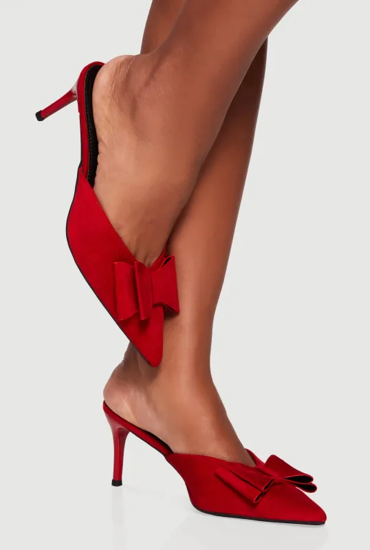 Chic Bow Pointy Toe Stiletto Mules sold by Rainbow