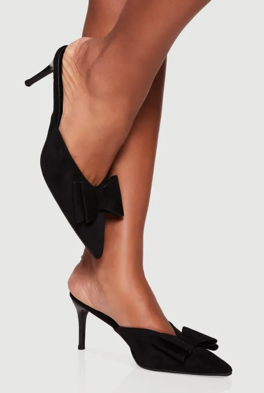 Chic Bow Pointy Toe Stiletto Mules sold by Rainbow