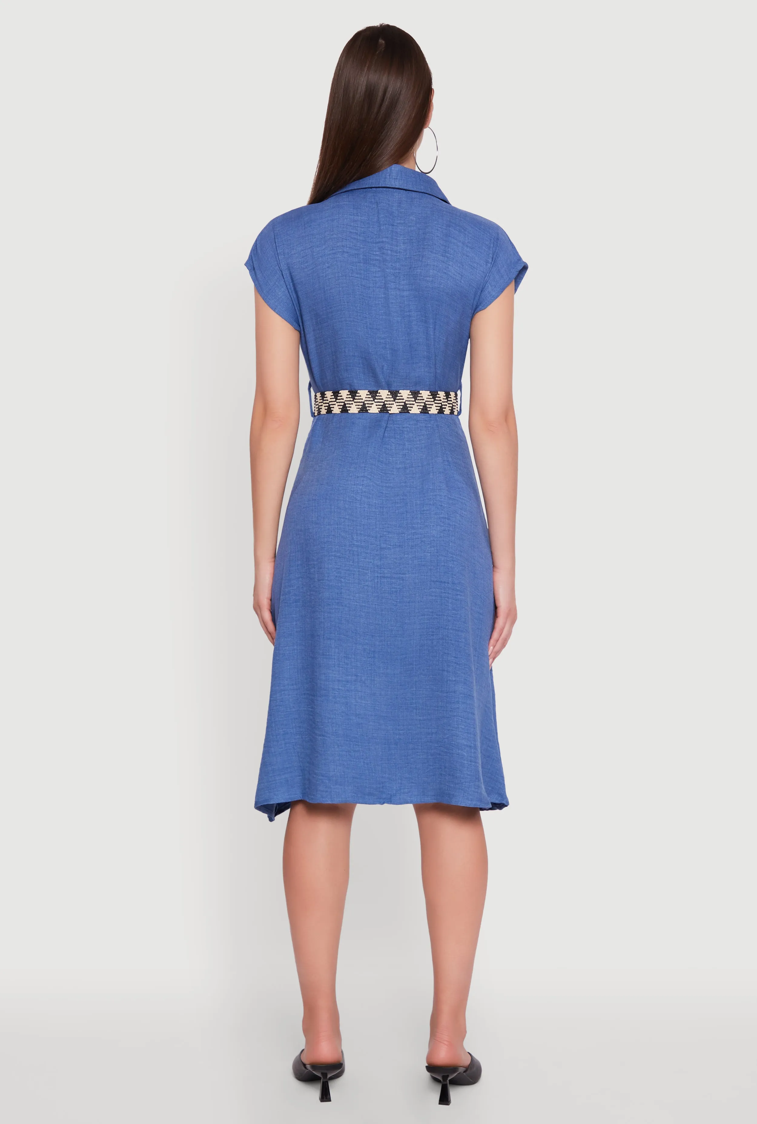 Classic Fit Midi Dress with Belt and Cap Sleeves sold by Rainbow product image thumbnail 5