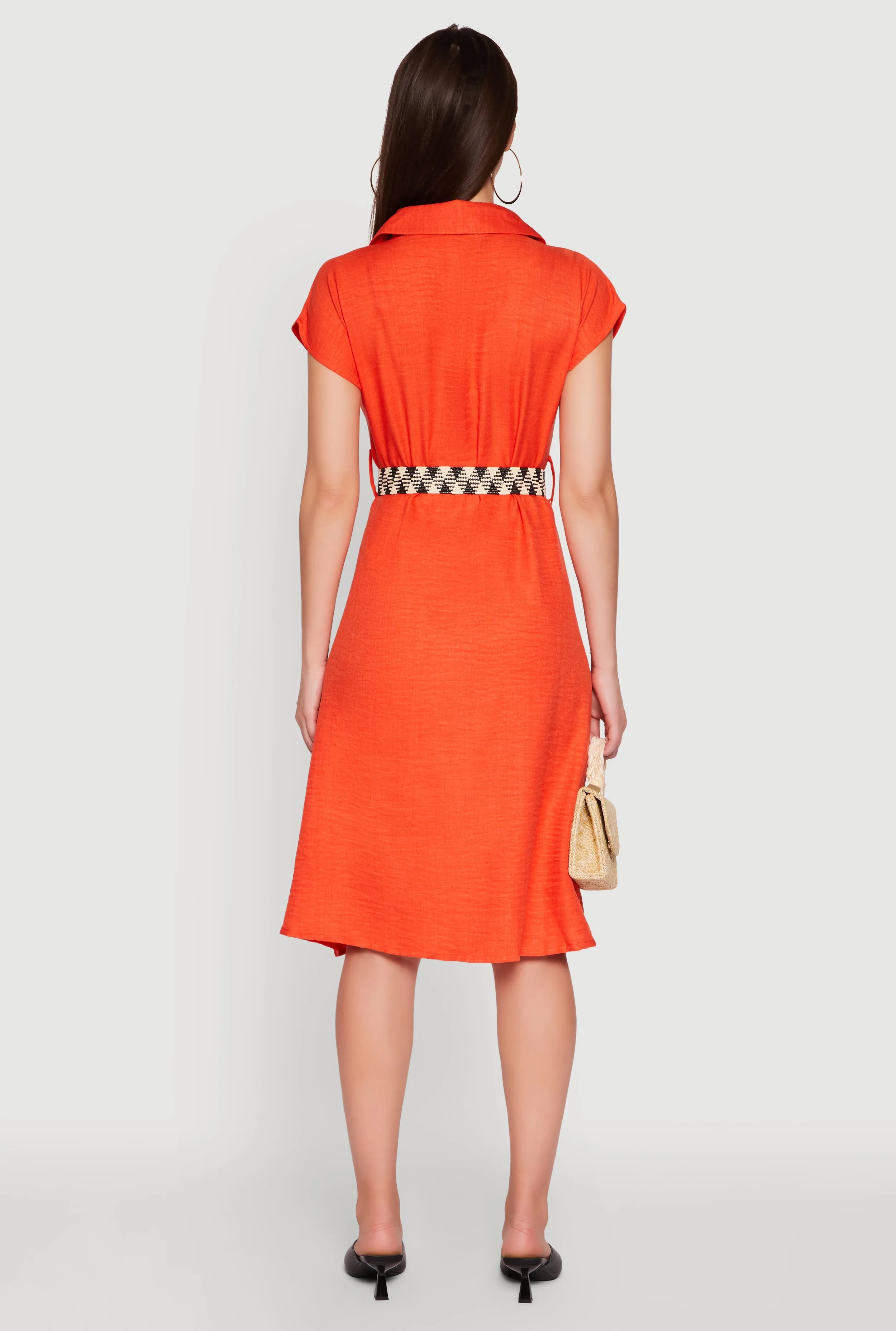 Classic Fit Midi Dress with Belt and Cap Sleeves sold by Rainbow product image thumbnail 5