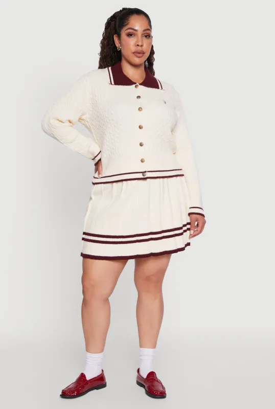 Plus Size High Waisted Varsity Stripe Pleated Skirt sold by Rainbow
