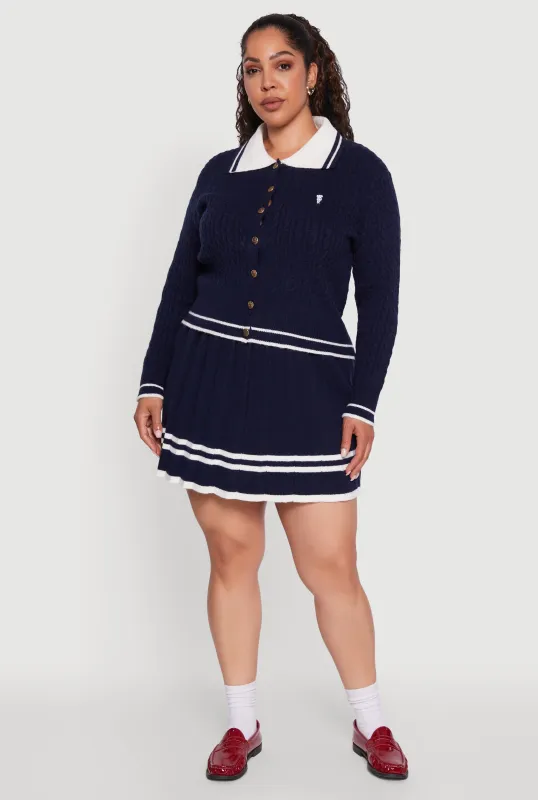 Plus Size High Waisted Varsity Stripe Pleated Skirt sold by Rainbow