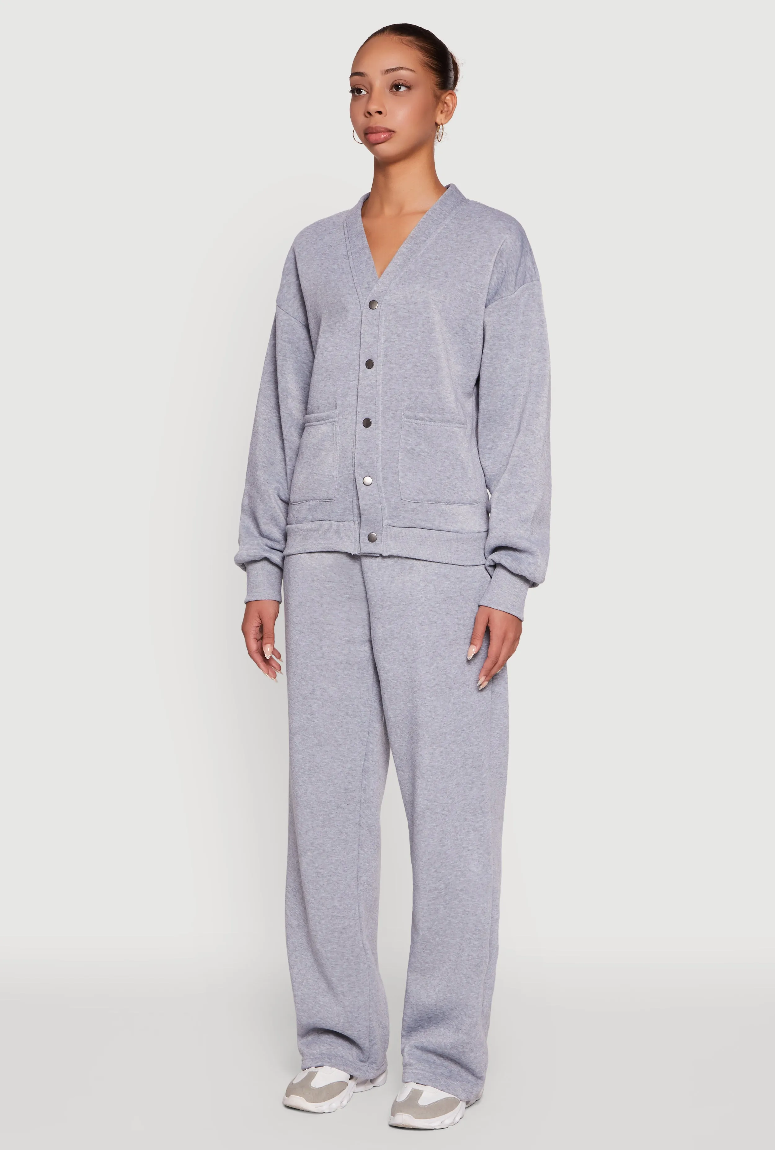 Oversized Fleece Lined V-Neck Button Front Cardigan sold by Rainbow product image thumbnail 5