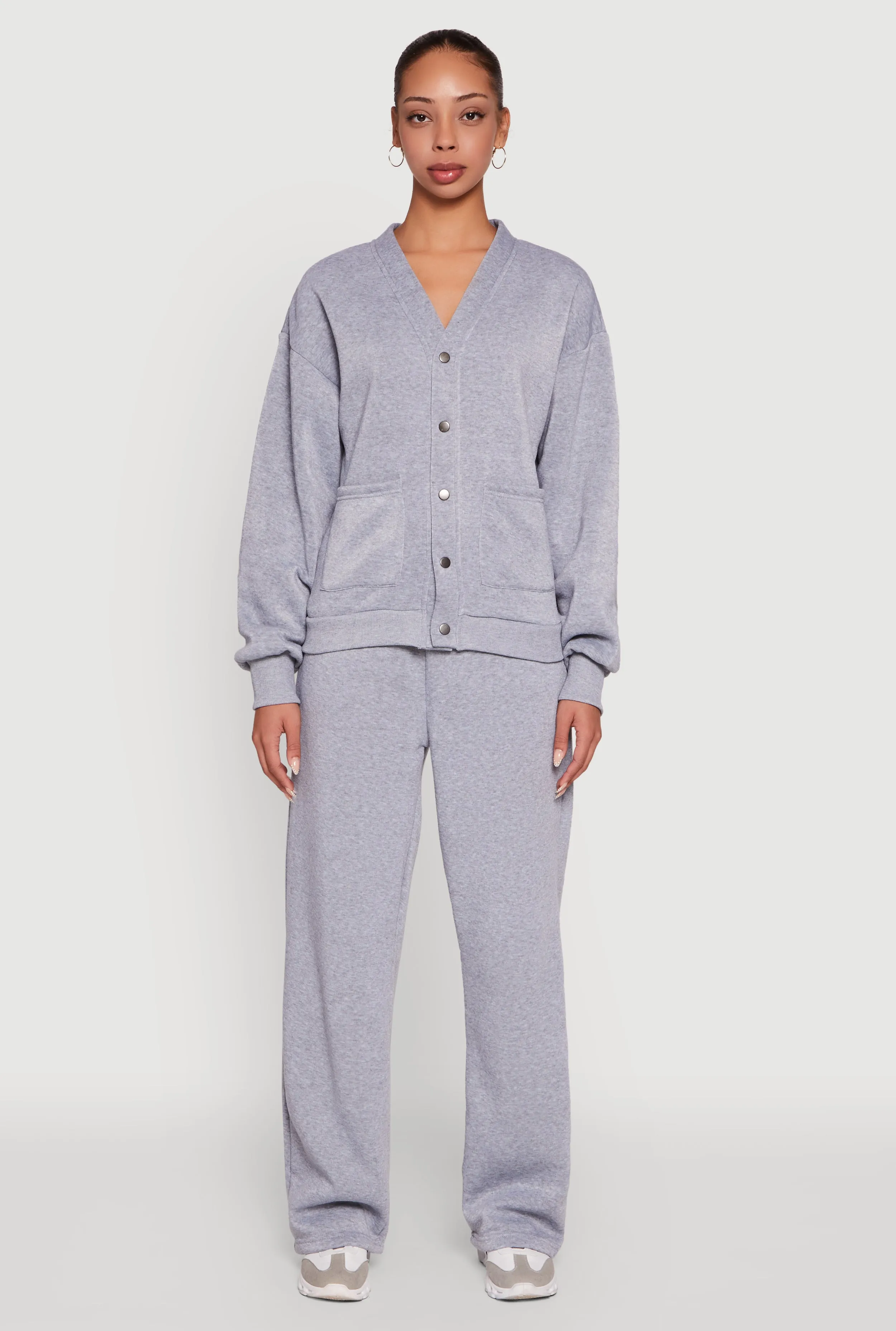 Oversized Fleece Lined V-Neck Button Front Cardigan sold by Rainbow product image thumbnail 3