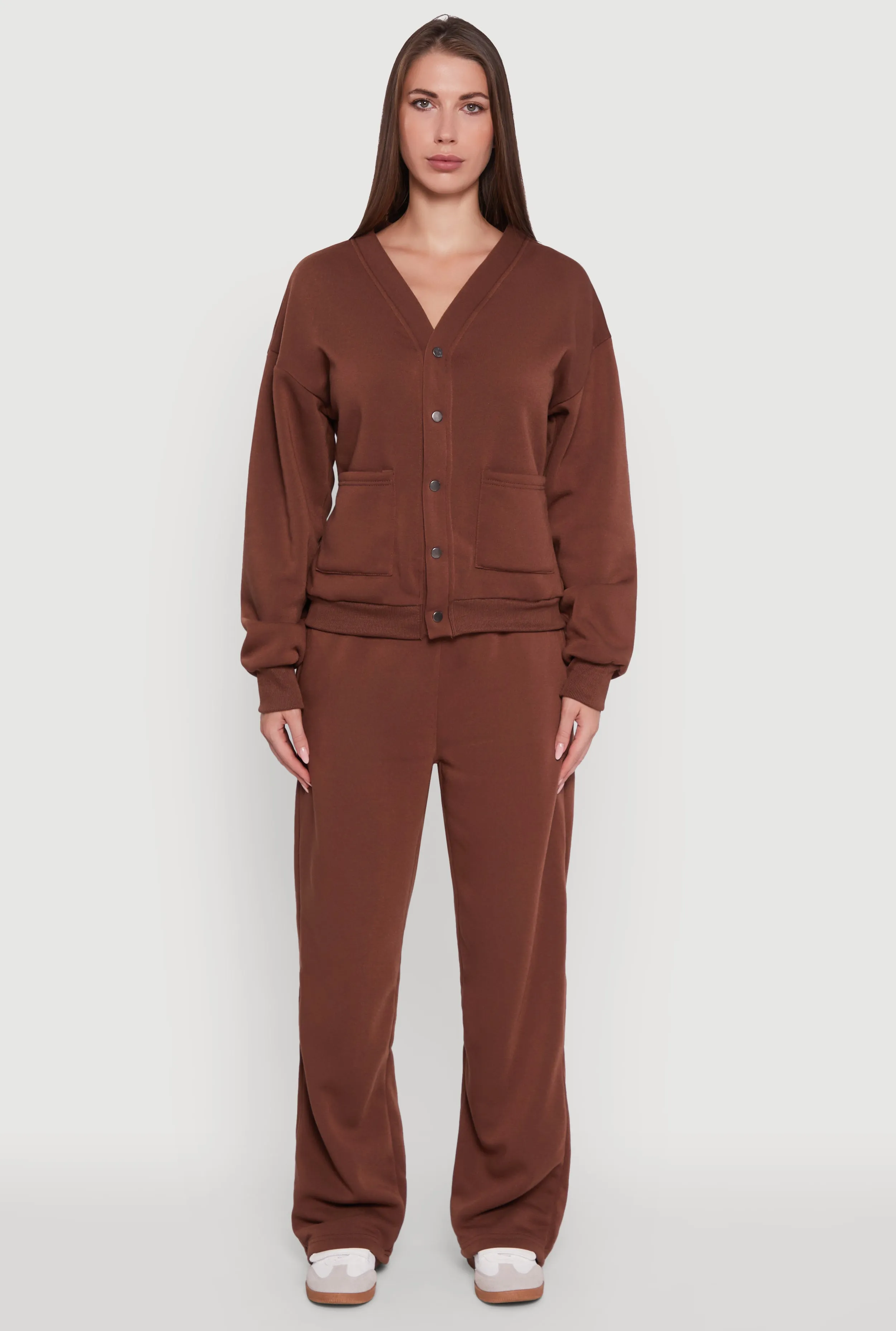 Oversized Fleece Lined V-Neck Button Front Cardigan sold by Rainbow product image thumbnail 3