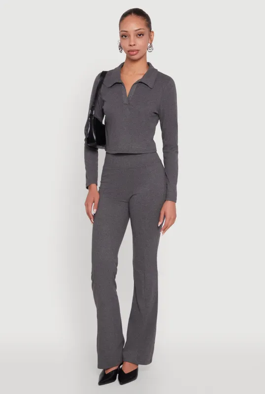 Brushed Knit Pintuck Pull On Slim Pants sold by Rainbow