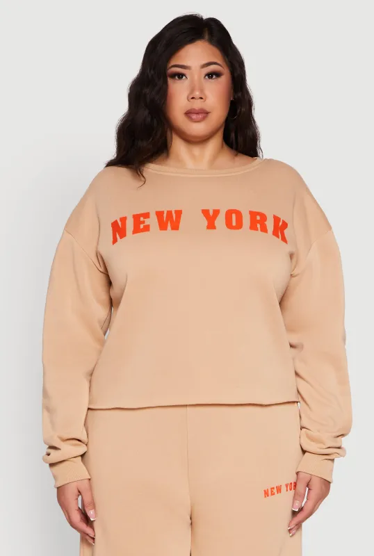 Plus Size New York Graphic Raw Hem Sweatshirt sold by Rainbow