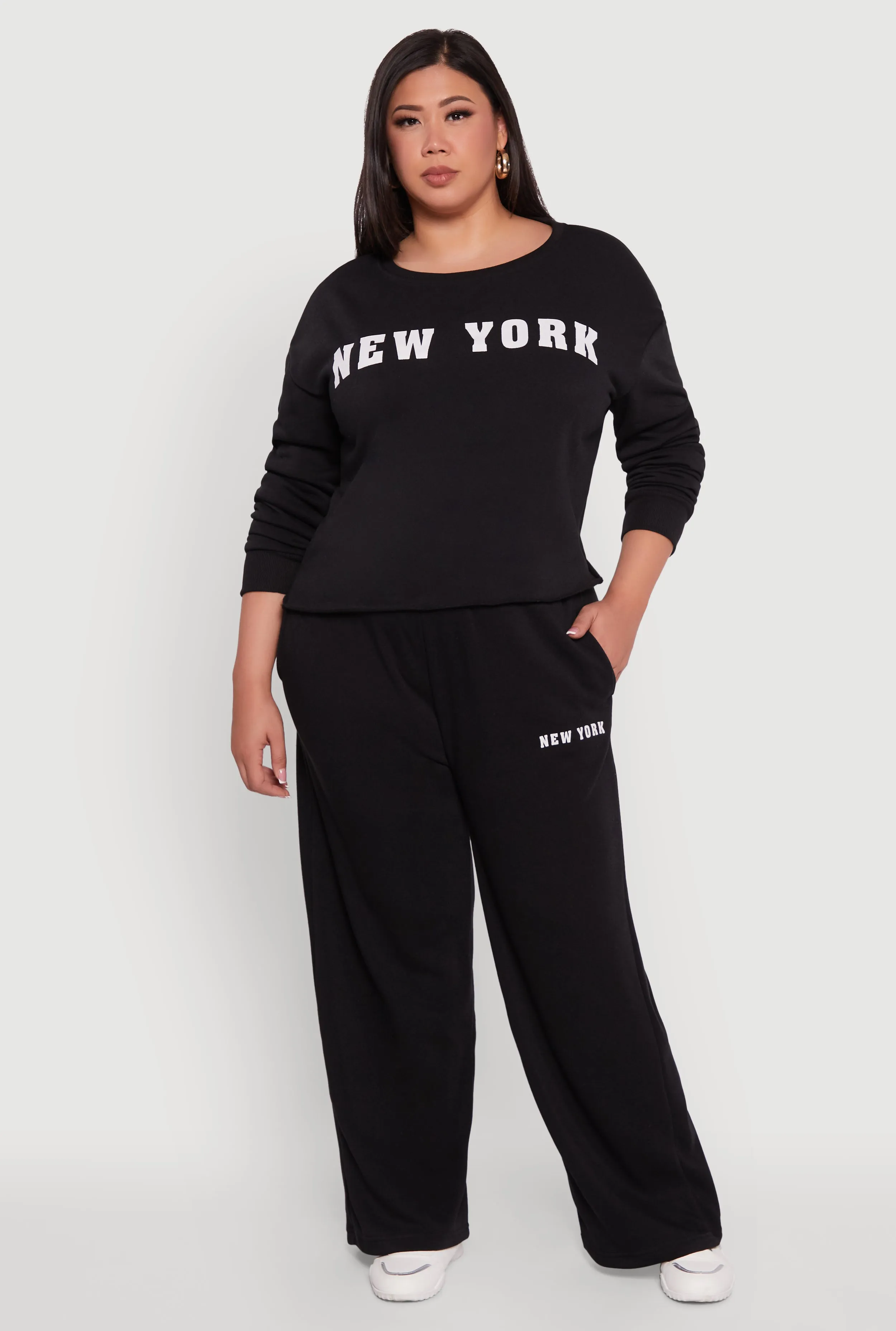 Plus Size New York Graphic Raw Hem Sweatshirt sold by Rainbow product image thumbnail 2