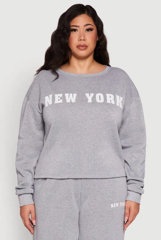 Plus Size New York Graphic Raw Hem Sweatshirt sold by Rainbow