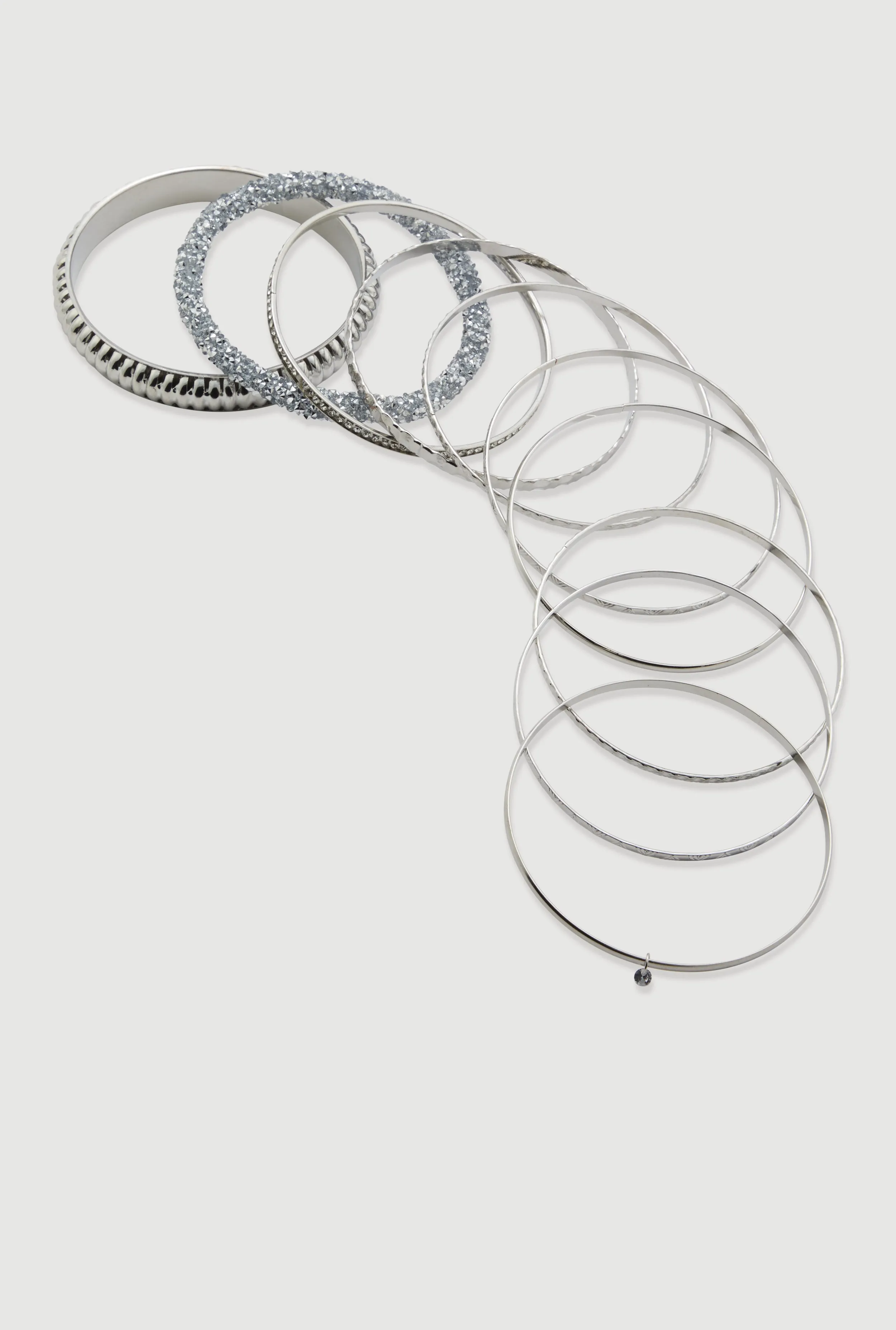 Plus Size Assorted Textured Metallic Bangles Set of 10 sold by Rainbow product image thumbnail 3