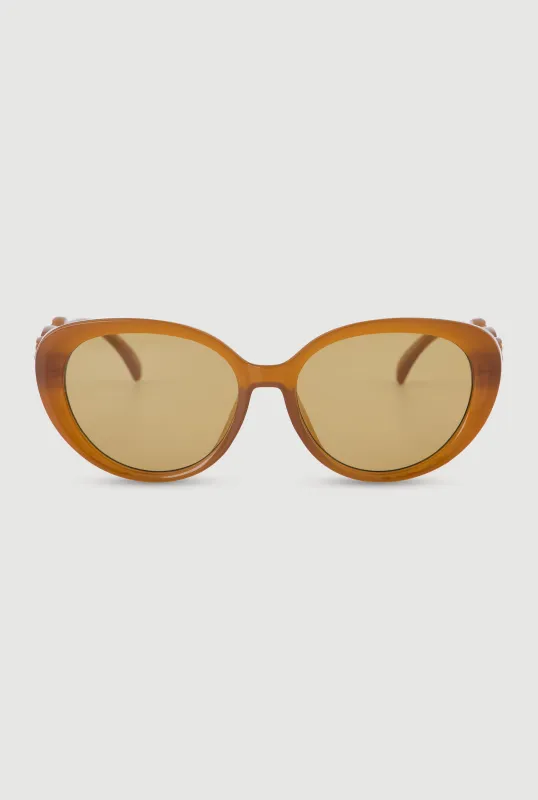 Chain Detail Cat Eye Sunglasses sold by Rainbow