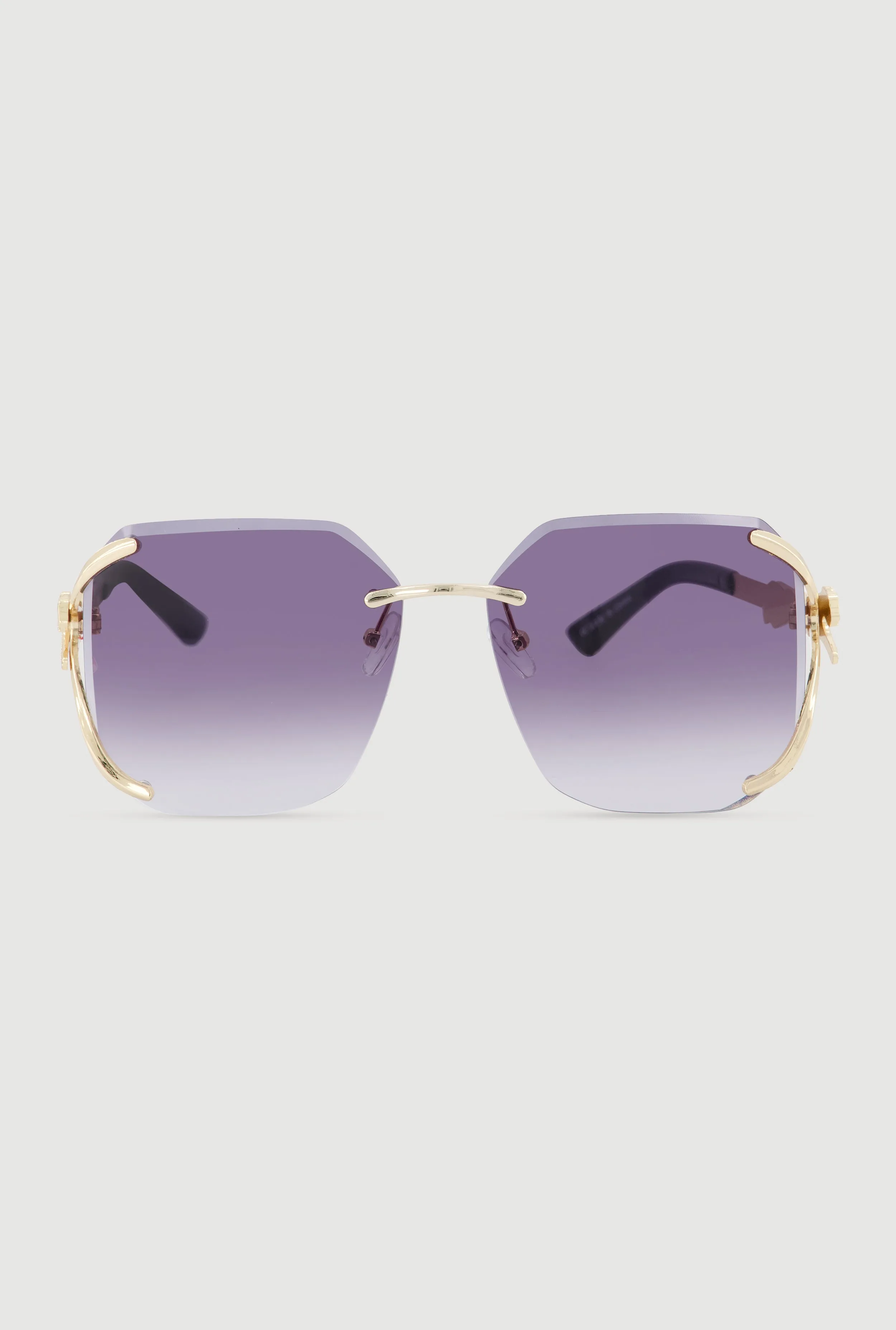 Ombre Lens Metallic Jaguar Detail Sunglasses sold by Rainbow