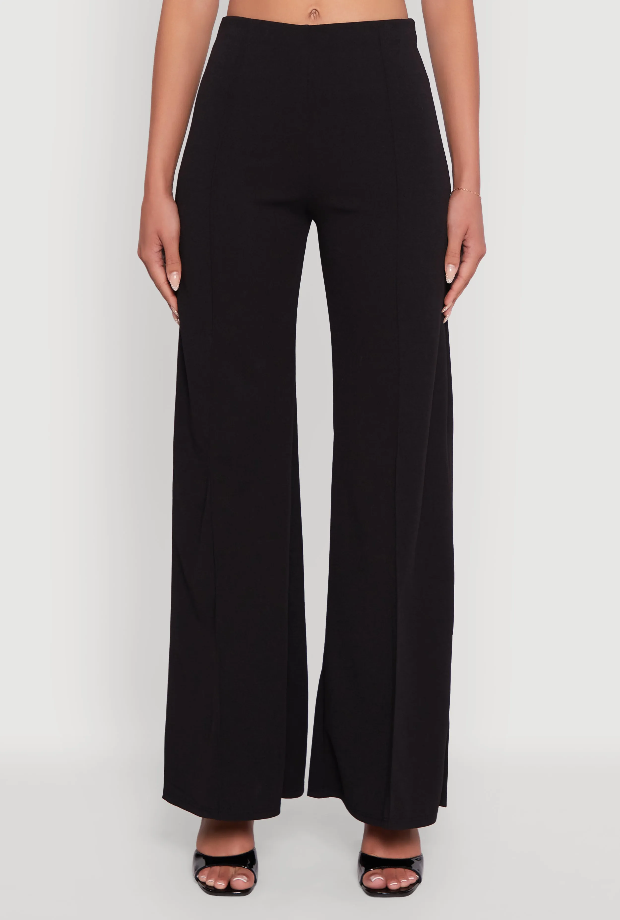 High Waisted Wide Leg Crepe Knit Dress Pants sold by Rainbow product image thumbnail 5